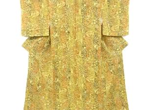 リサイクル　縮緬地　立涌に松竹梅・宝尽くし模様小紋着物